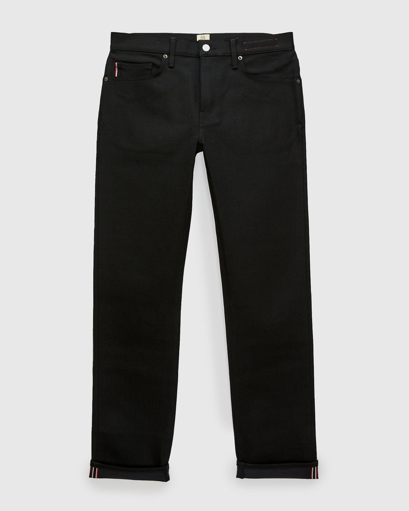 14oz Black Stretch Selvedge Denim - Hammer Straight