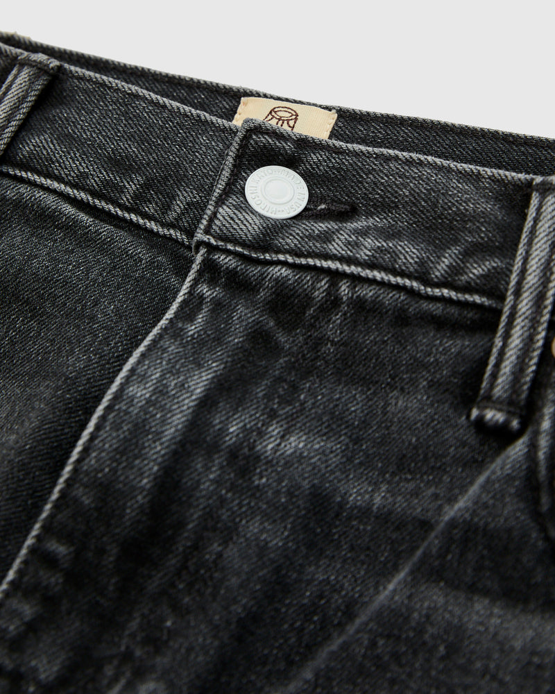 "Rick" 14oz Washed Black Stretch Selvedge Denim - Barrel Wide Straight