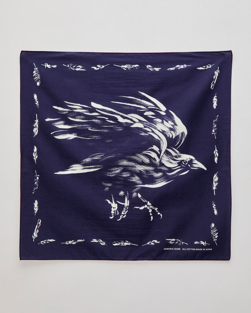 "Yatagarasu" Selvedge Bandana in Blue