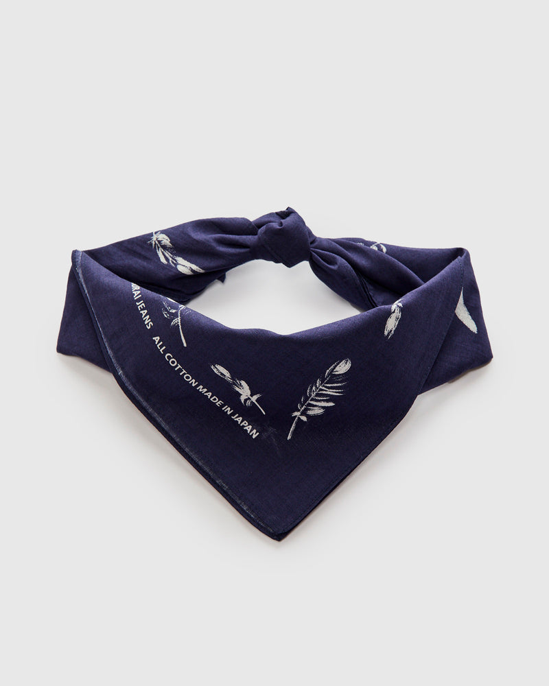 "Yatagarasu" Selvedge Bandana in Blue