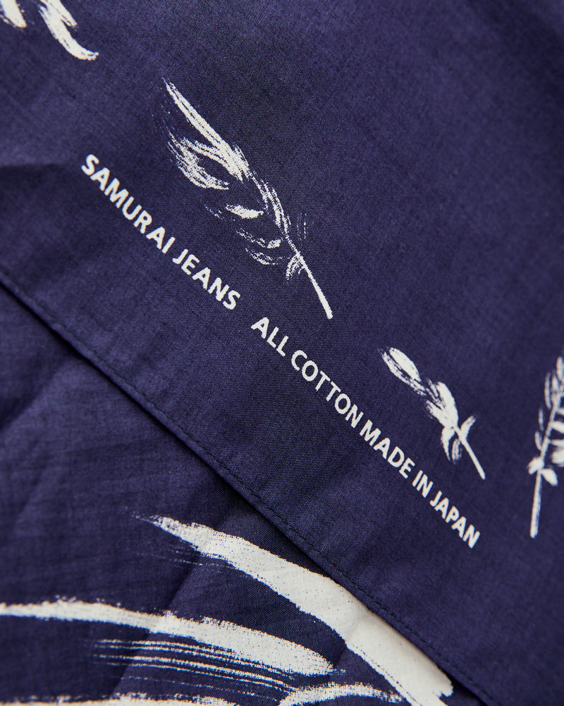 "Yatagarasu" Selvedge Bandana in Blue
