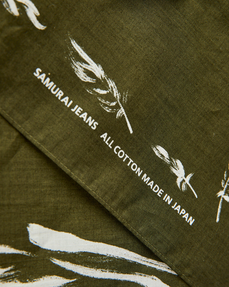 "Yatagarasu" Selvedge Bandana in Olive