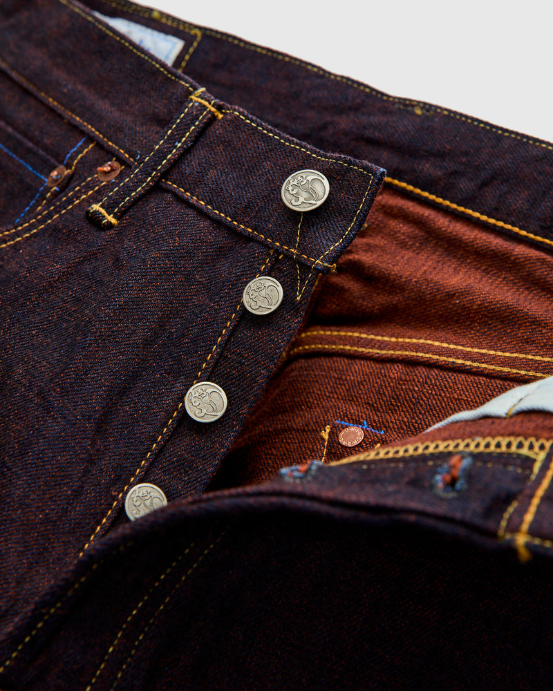 103KH "Kakishibu" Persimmon Weft 14.5oz Selvedge Denim - Loose Straight Fit