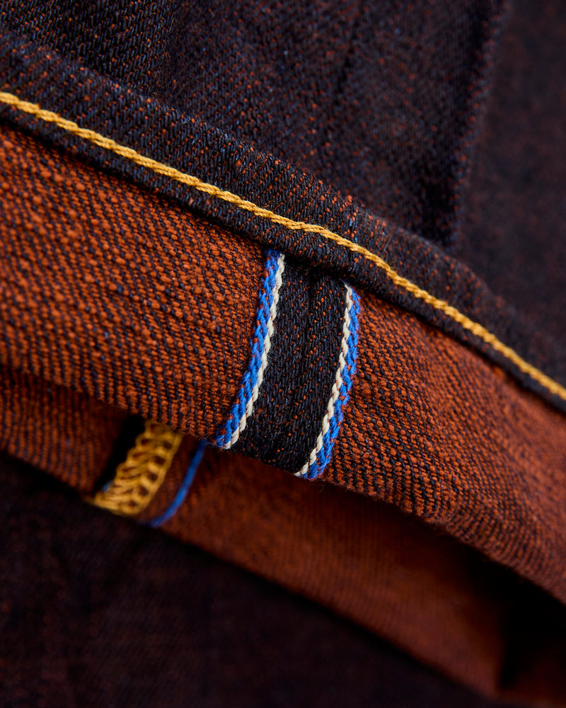 103KH "Kakishibu" Persimmon Weft 14.5oz Selvedge Denim - Loose Straight Fit