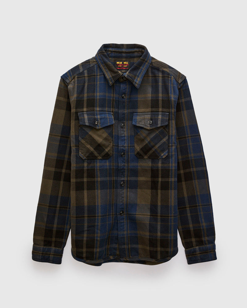 Extra Heavy Flannel Shirt in Navy Moss