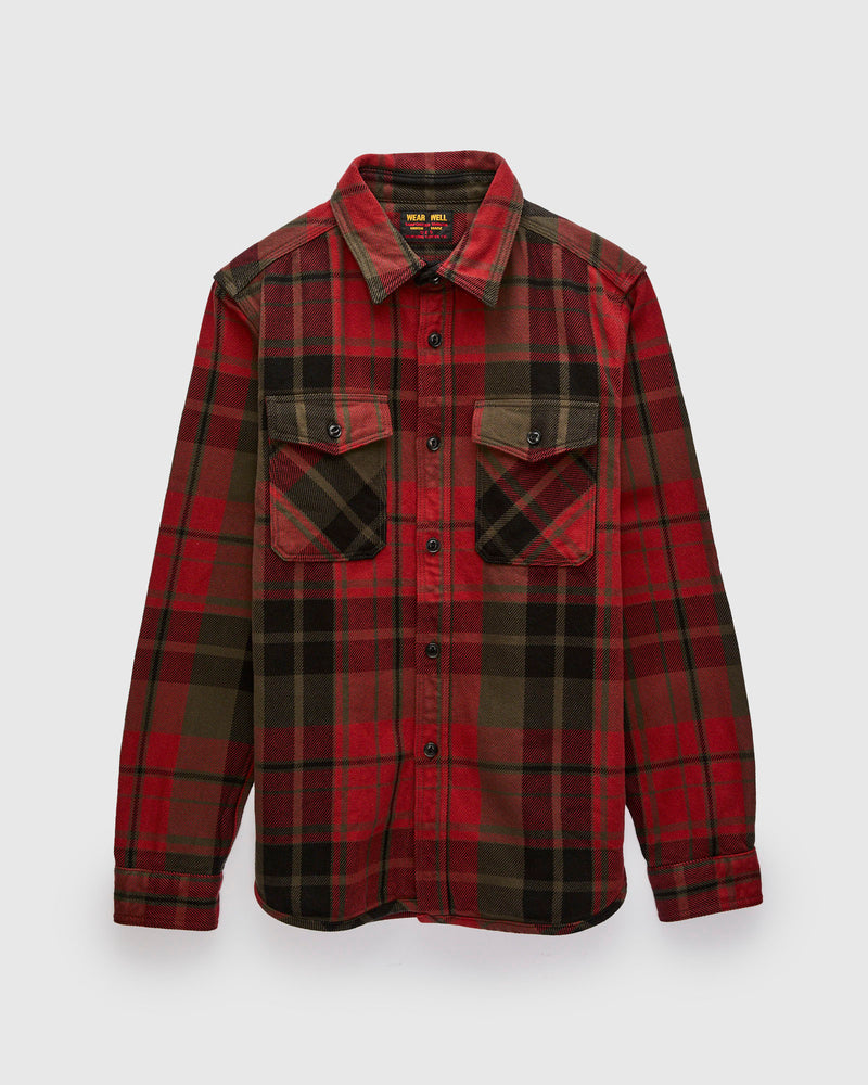 Extra Heavy Flannel Shirt in Red Moss