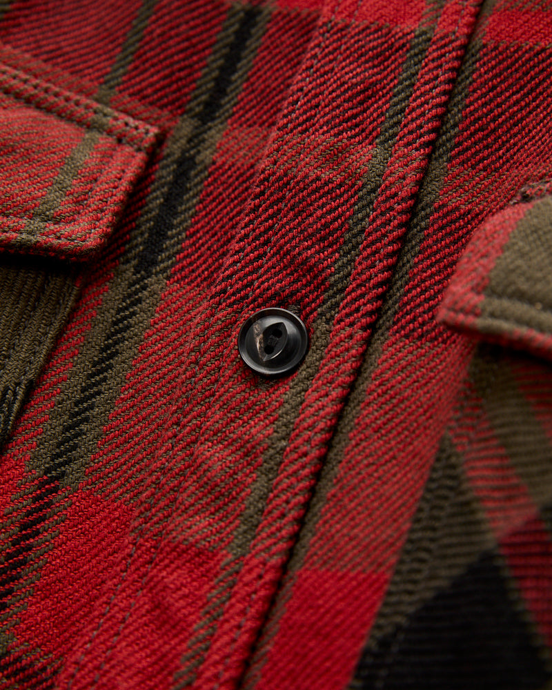 Extra Heavy Flannel Shirt in Red Moss