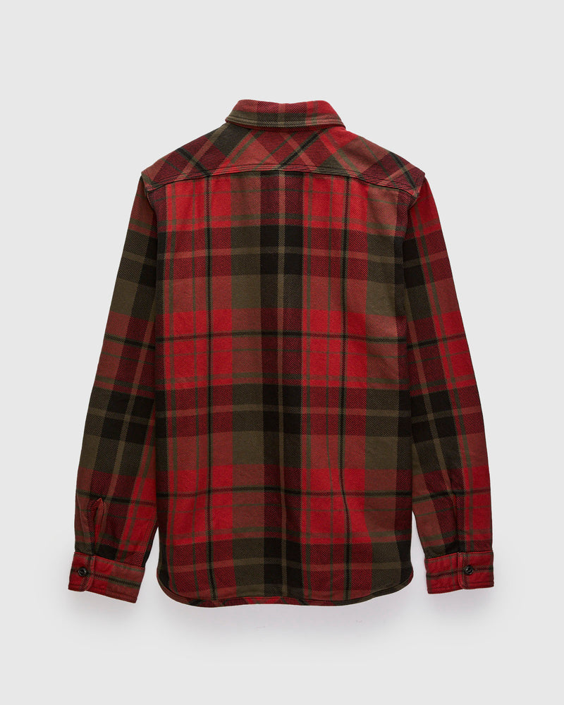 Extra Heavy Flannel Shirt in Red Moss