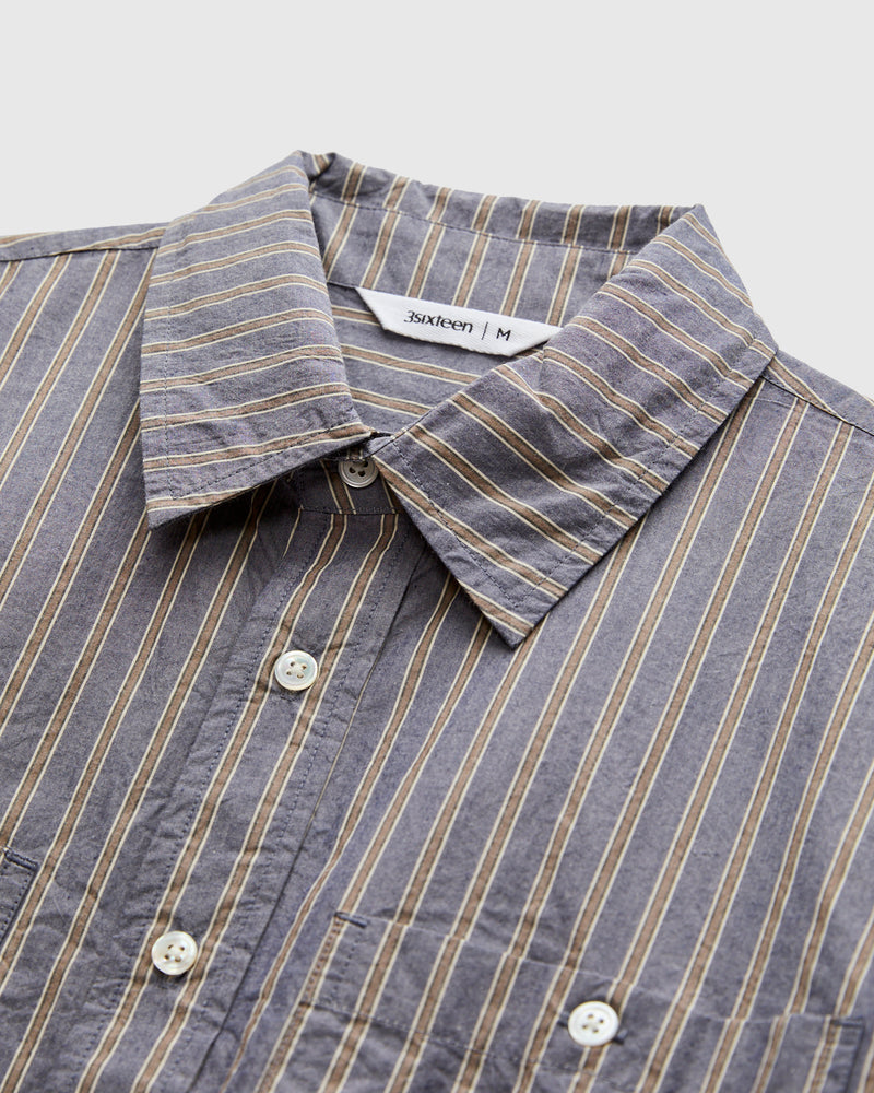 Commuter Shirt in Navy/Coyote Stripe