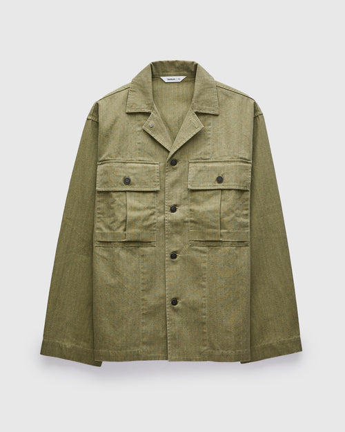M43 Overshirt in Olive Herringbone Twill