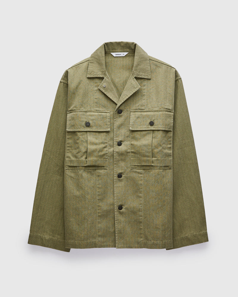 M43 Overshirt in Olive Herringbone Twill