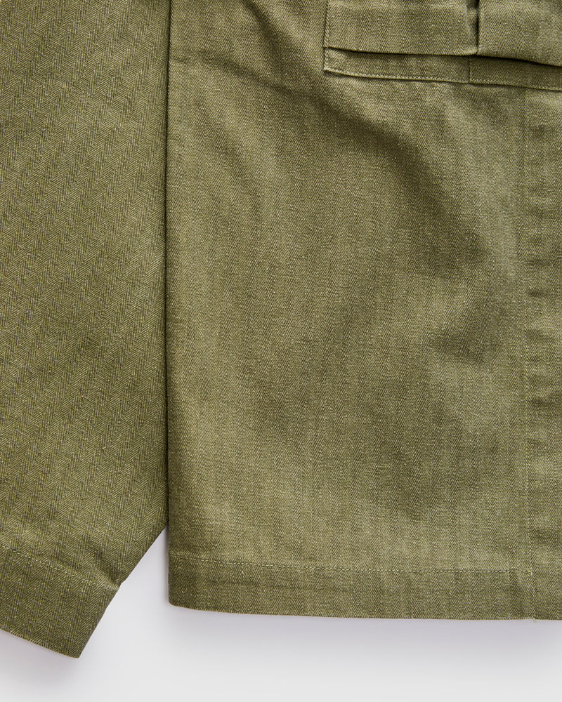 M43 Overshirt in Olive Herringbone Twill