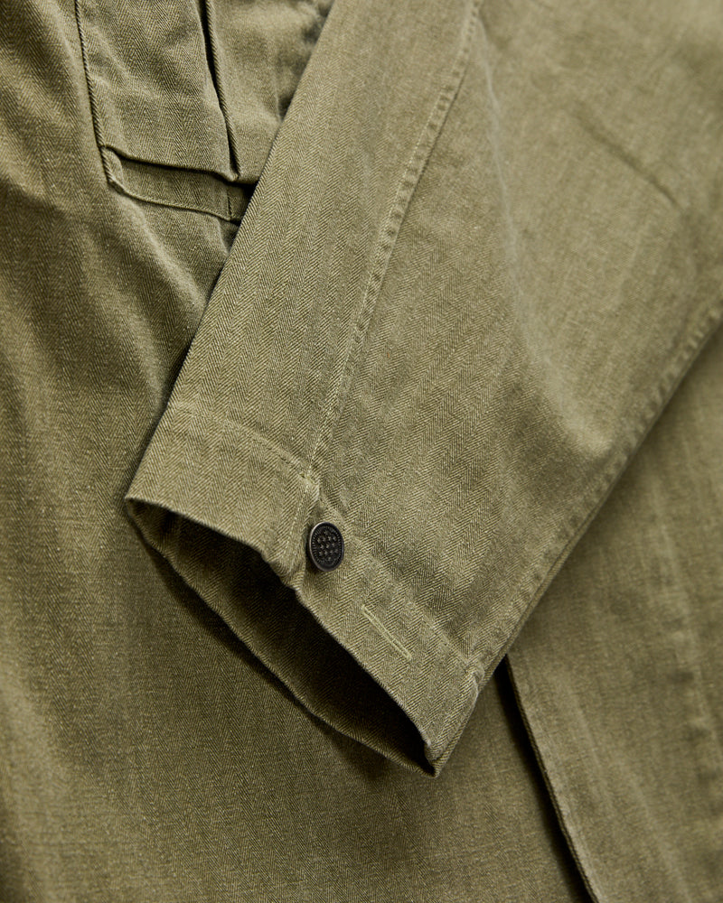 M43 Overshirt in Olive Herringbone Twill