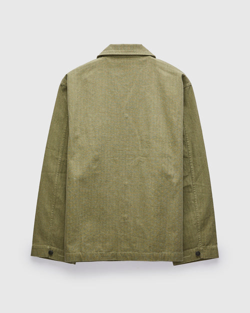 M43 Overshirt in Olive Herringbone Twill