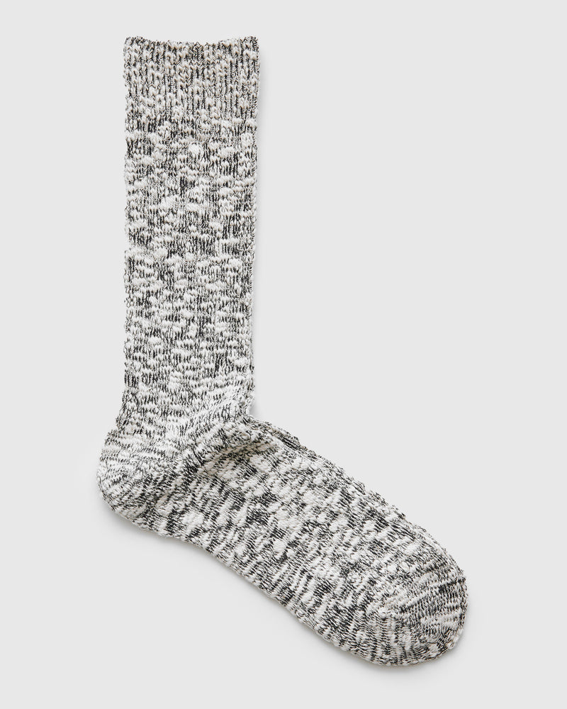Light Slub Crew Sock in Black