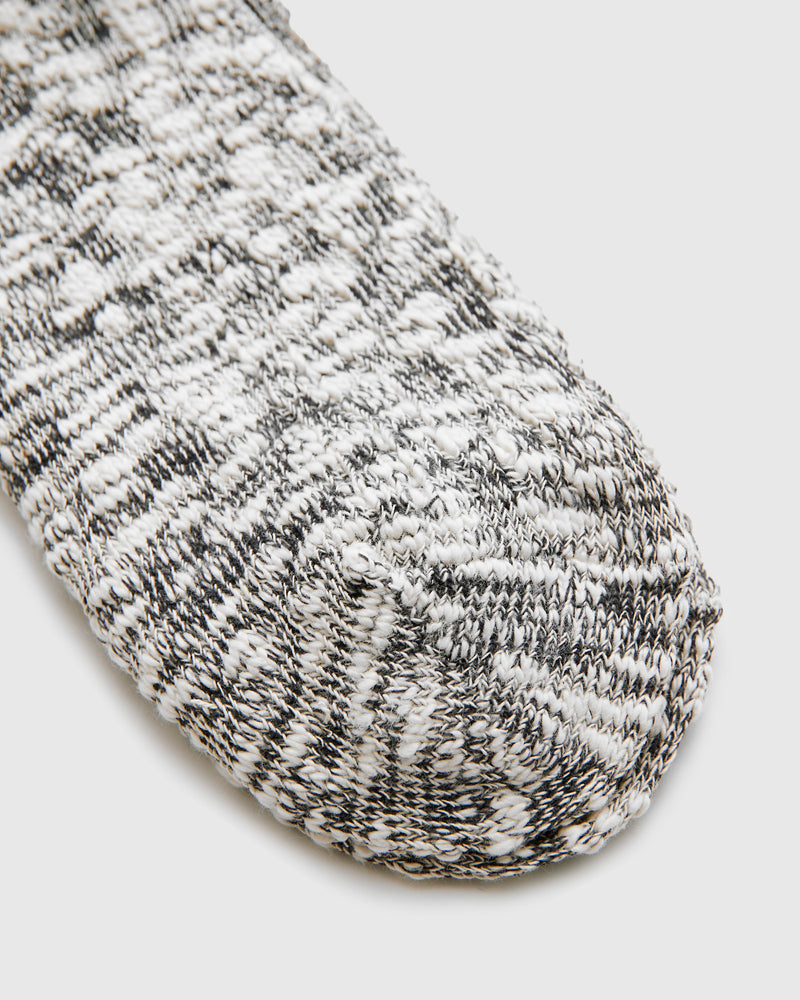 Light Slub Crew Sock in Black
