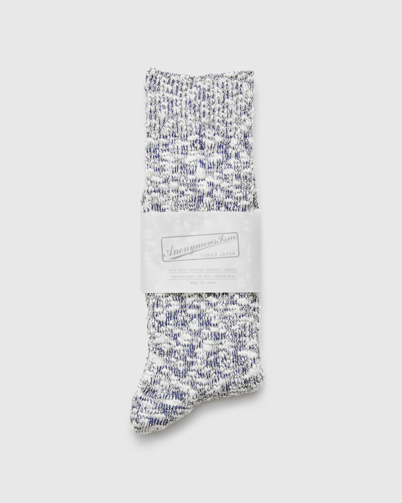 Light Slub Crew Sock in Blue
