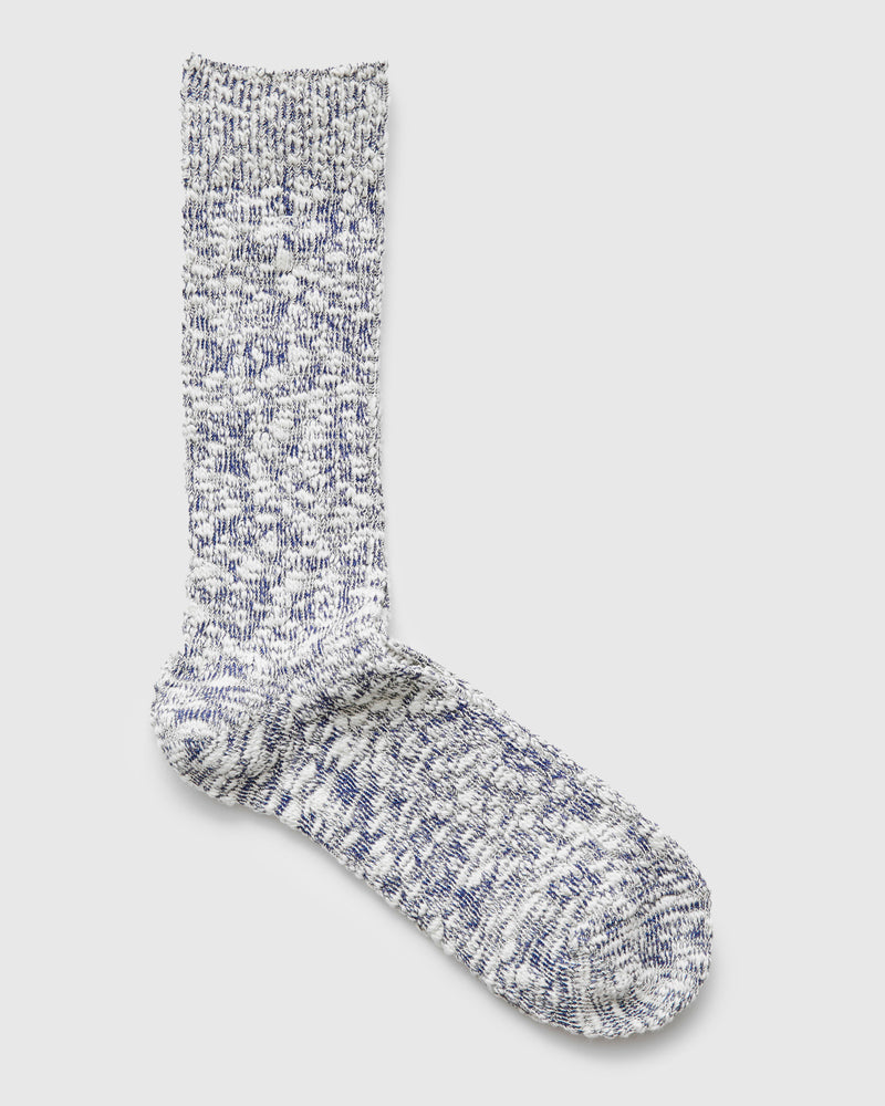 Light Slub Crew Sock in Blue