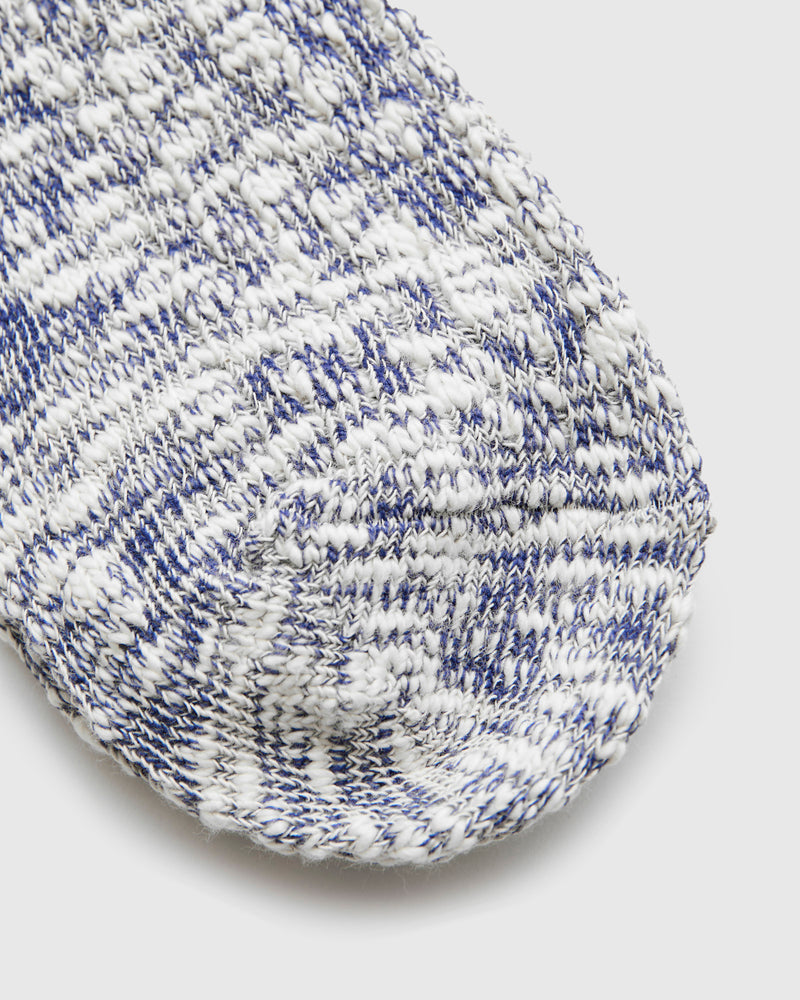 Light Slub Crew Sock in Blue