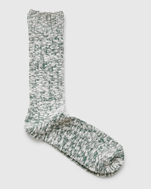 Light Slub Crew Sock in Green