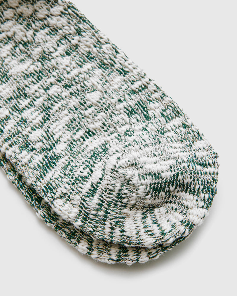 Light Slub Crew Sock in Green