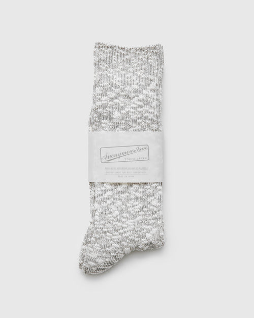 Light Slub Crew Sock in Grey
