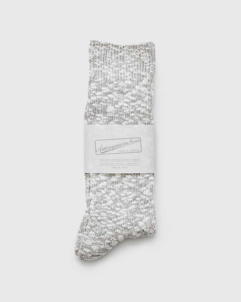 Light Slub Crew Sock in Grey