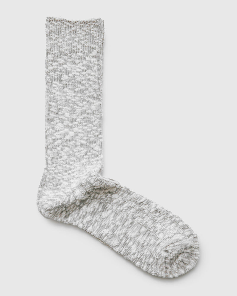 Light Slub Crew Sock in Grey