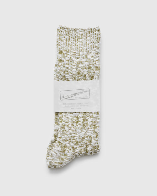 Light Slub Crew Sock in Khaki