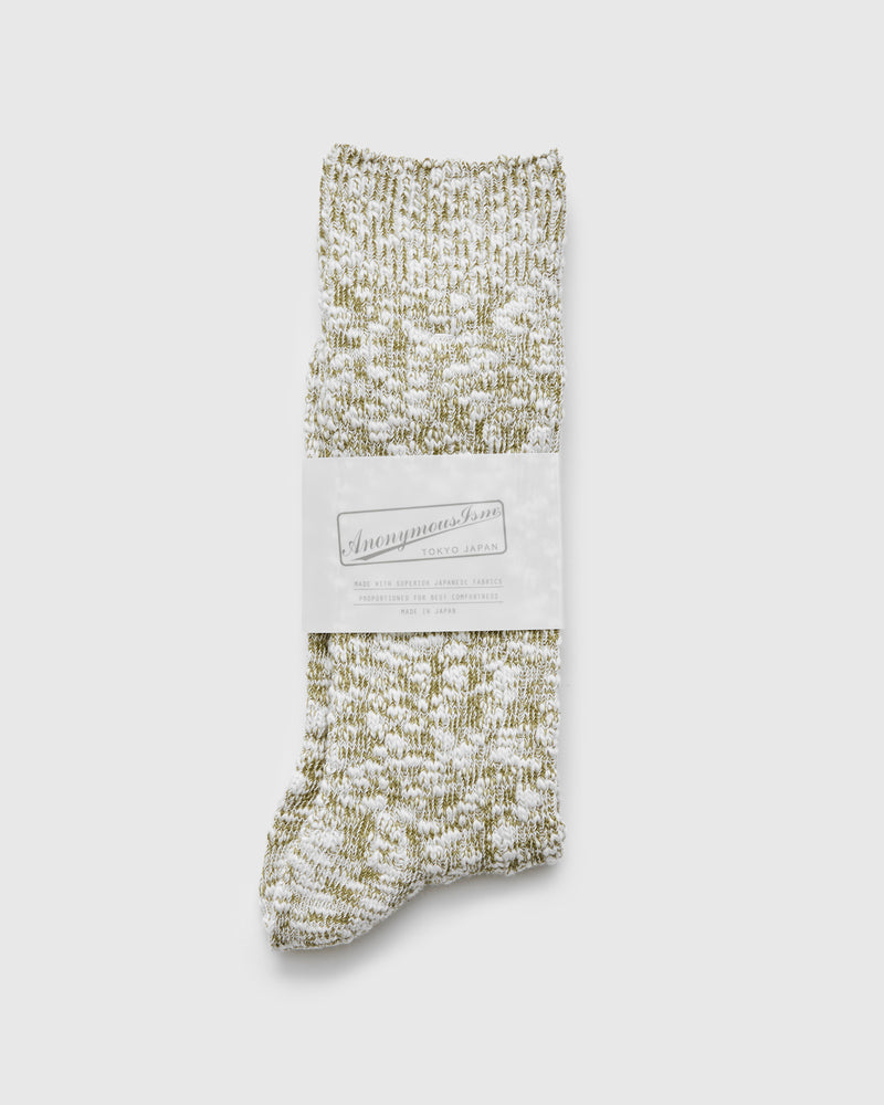 Light Slub Crew Sock in Khaki
