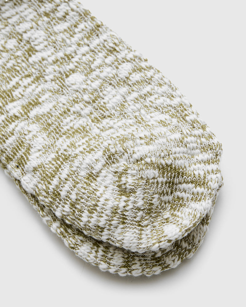 Light Slub Crew Sock in Khaki