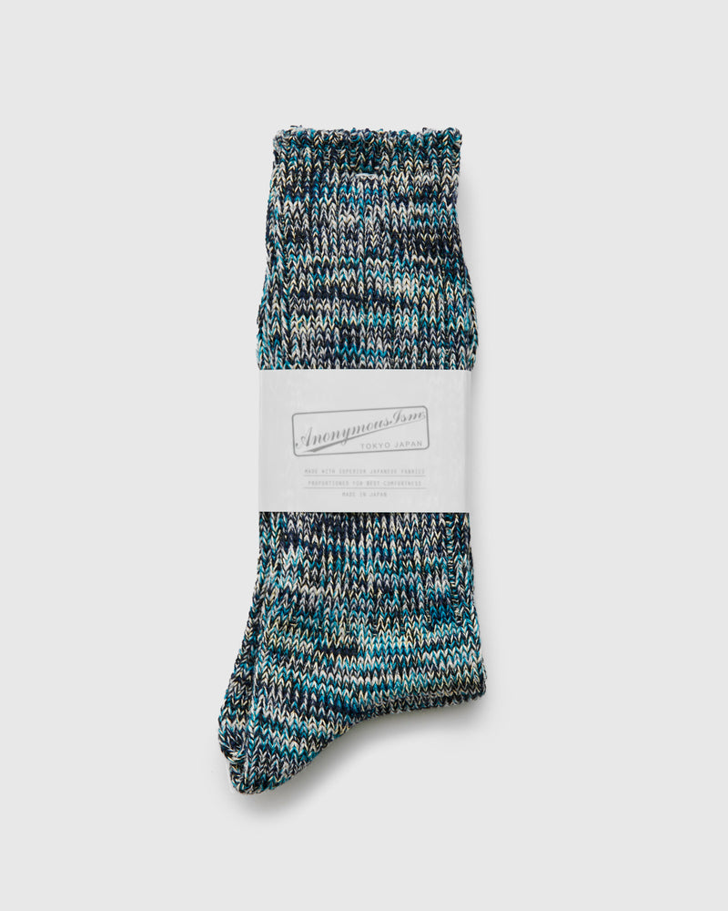 Melange Crew Sock in Blue Lagoon