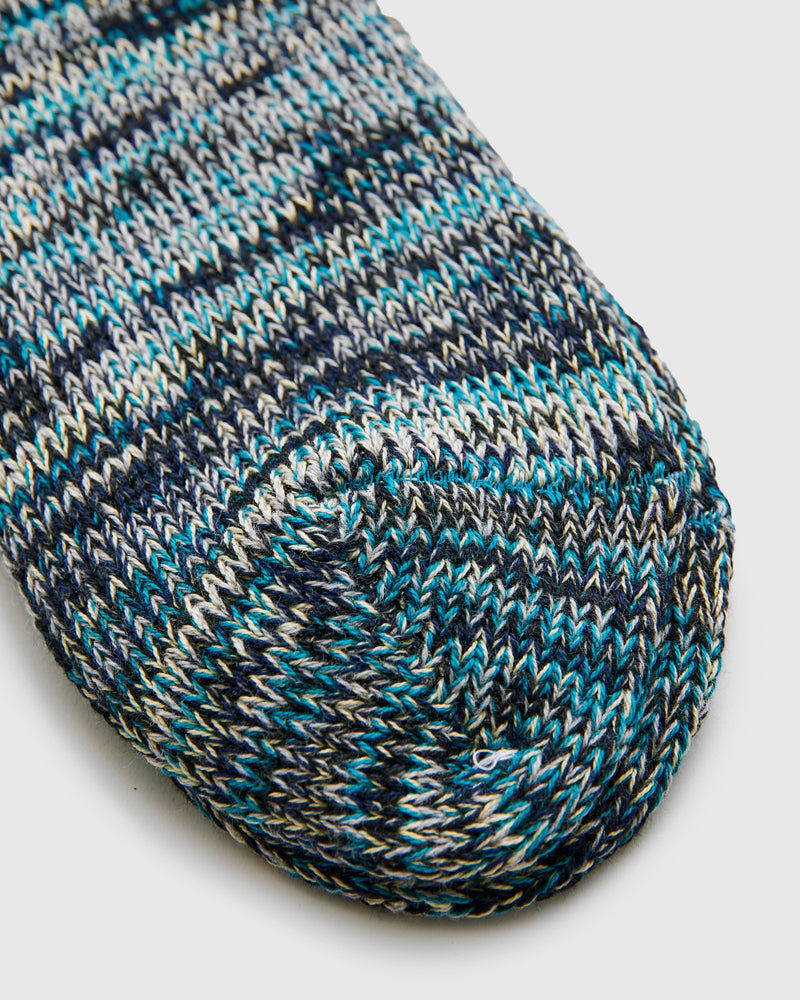 Melange Crew Sock in Blue Lagoon
