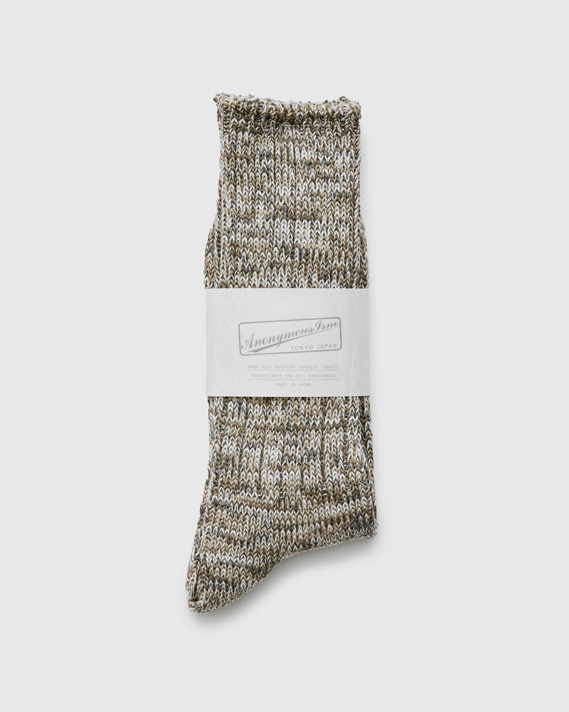 Melange Crew Sock in Lichen