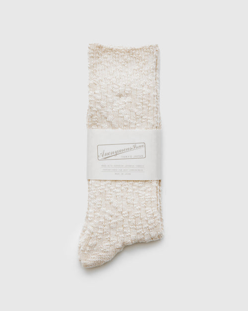 Light Slub Crew Sock in Ivory
