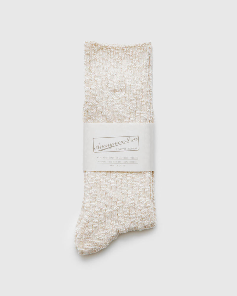 Light Slub Crew Sock in Ivory