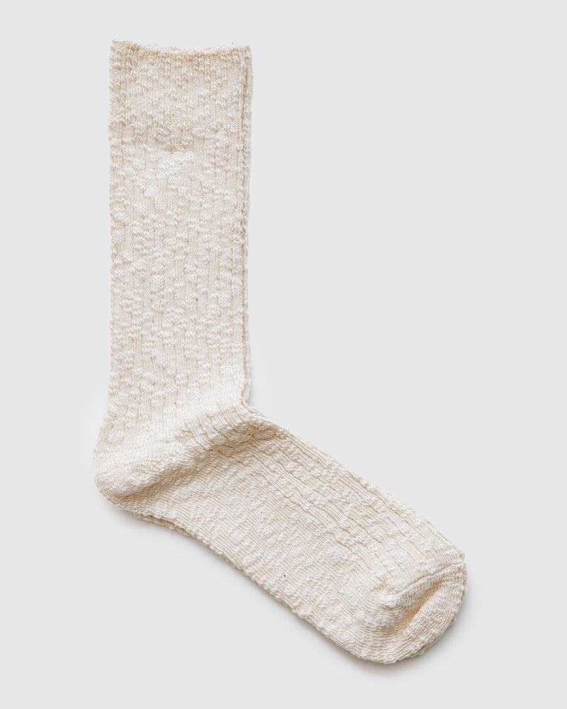 Light Slub Crew Sock in Ivory