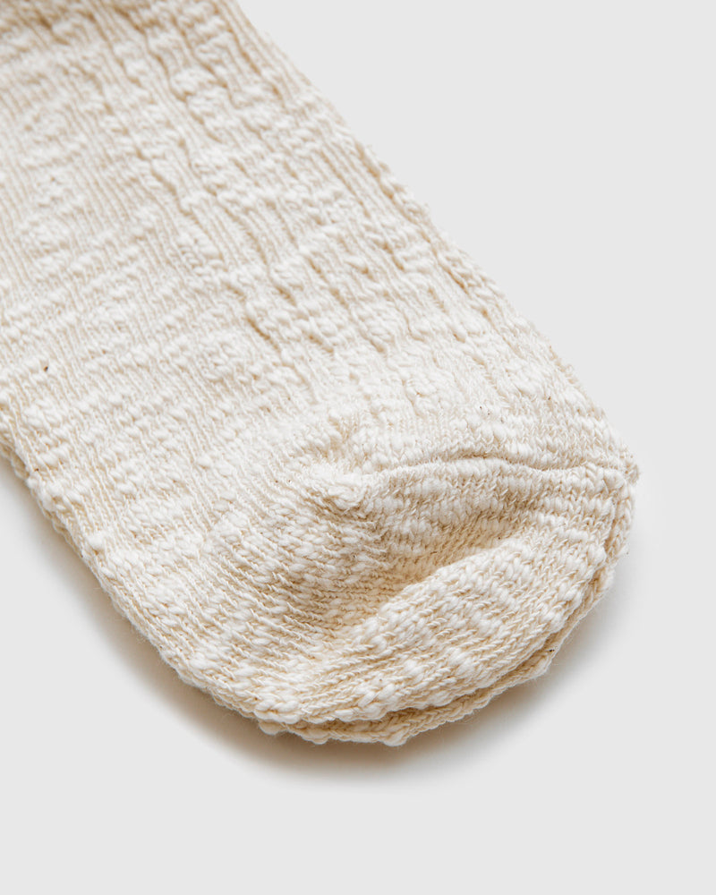 Light Slub Crew Sock in Ivory