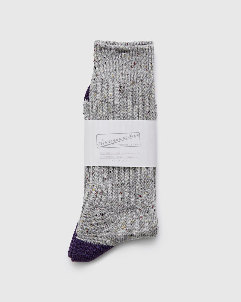Tweed Nep Crew Sock in Grey
