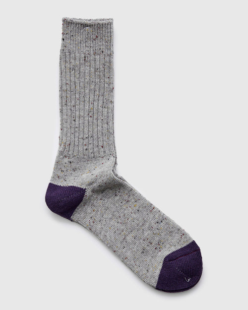 Tweed Nep Crew Sock in Grey