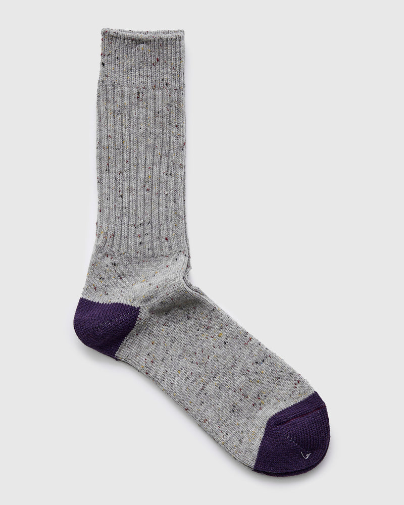Tweed Nep Crew Sock in Grey