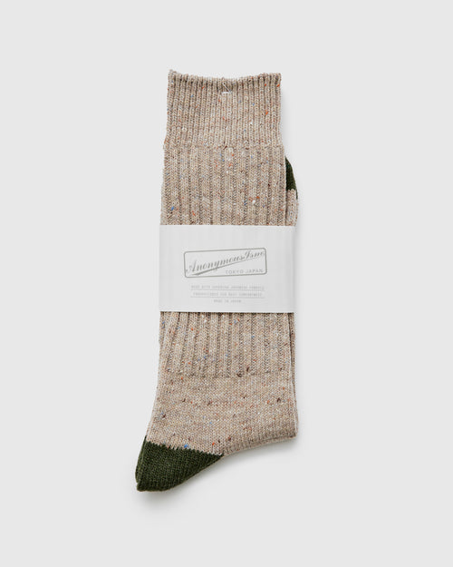 Tweed Nep Crew Sock in Beige