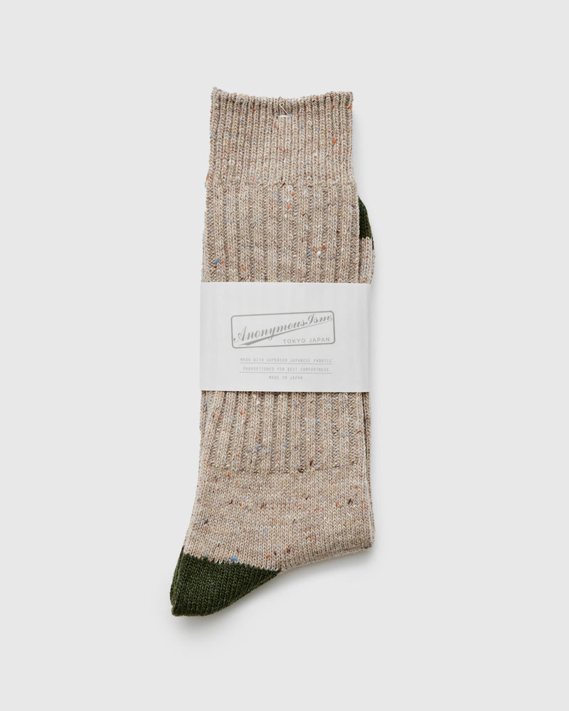 Tweed Nep Crew Sock in Beige