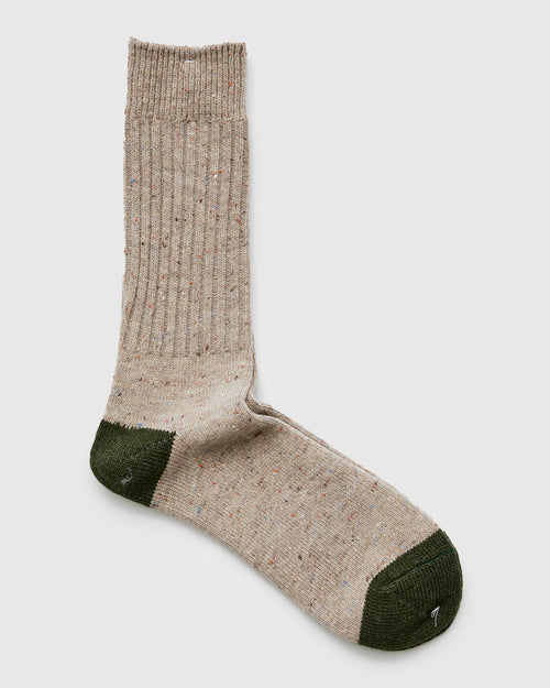 Tweed Nep Crew Sock in Beige