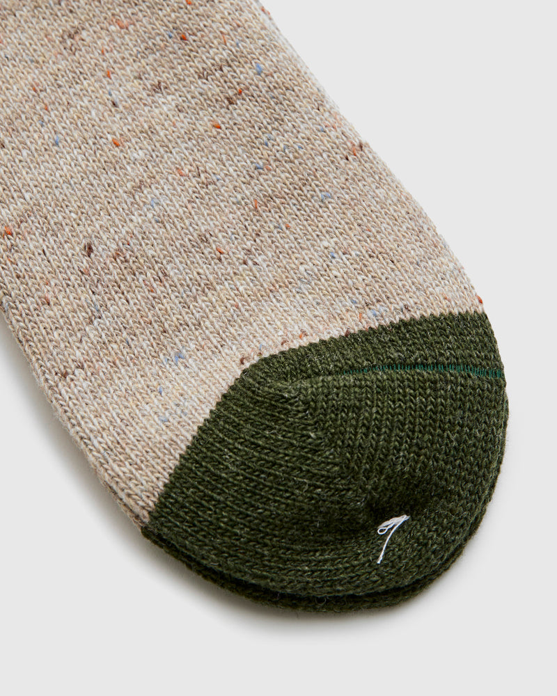 Tweed Nep Crew Sock in Beige