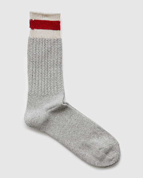 Cabin Stripe Crew Sock in Light Grey