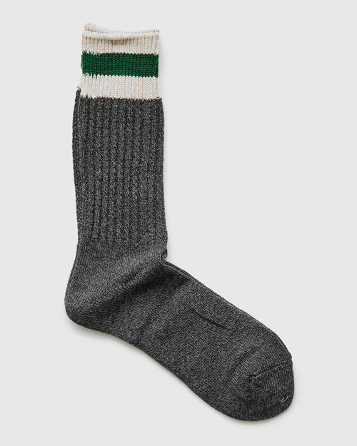 Cabin Stripe Crew Sock in Charcoal