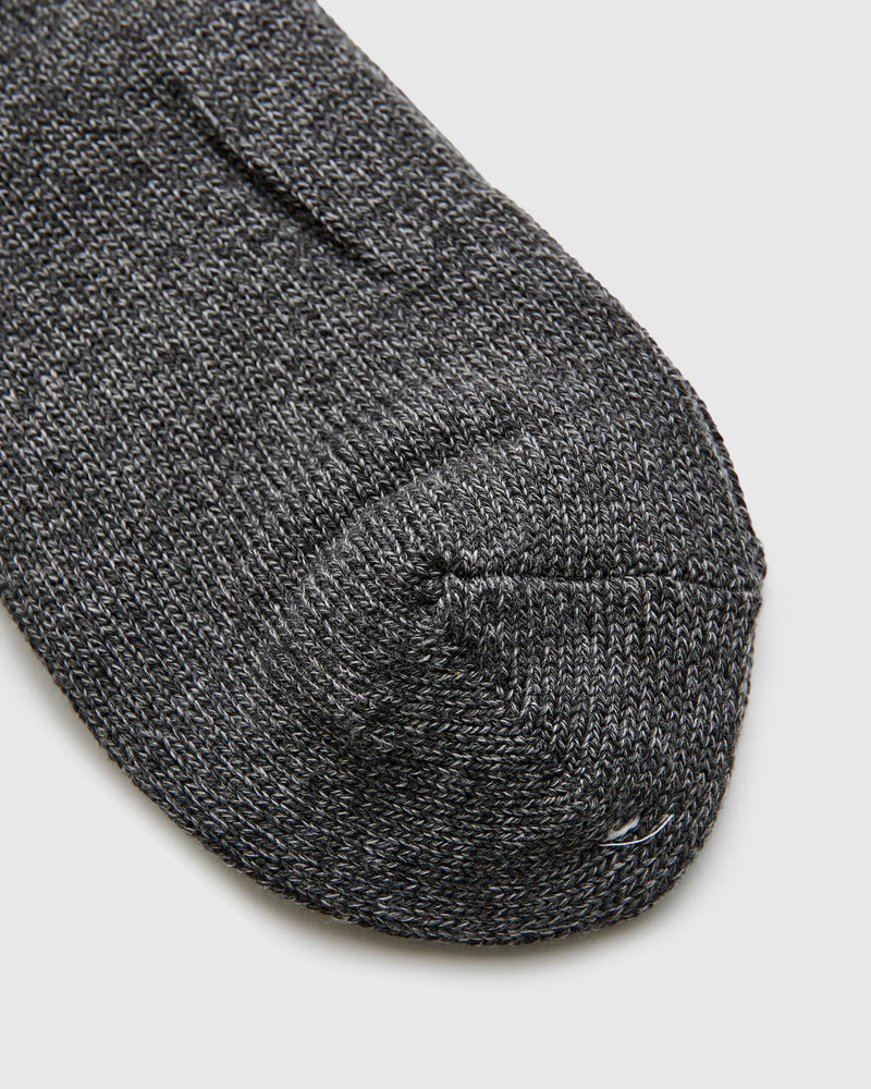 Cabin Stripe Crew Sock in Charcoal