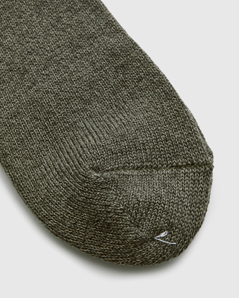 Cabin Stripe Crew Sock in Moss