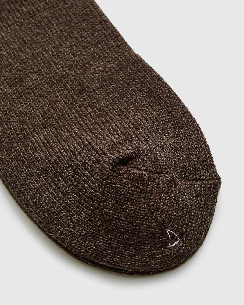 Cabin Stripe Crew Sock in Dark Brown